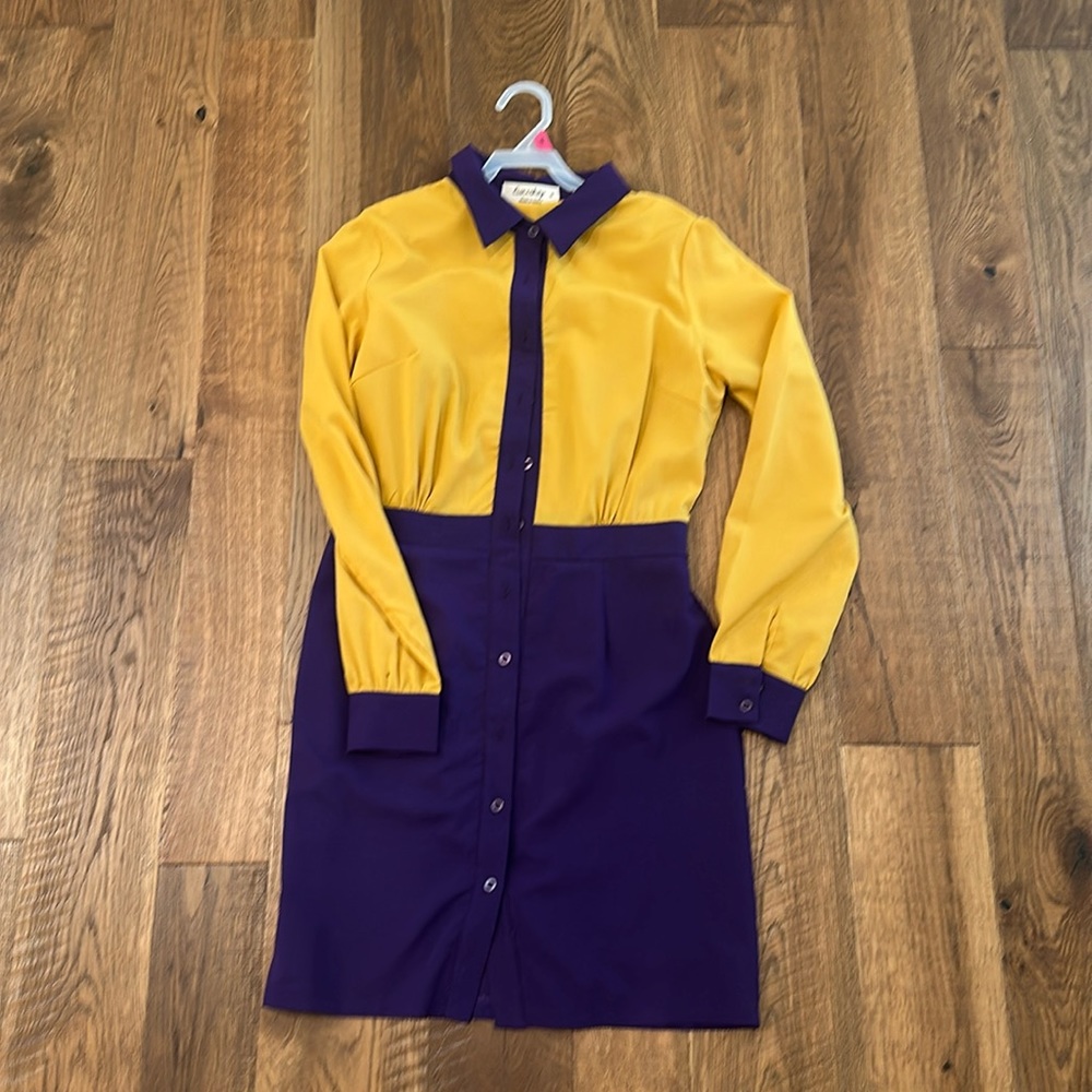 Purple and gold dress